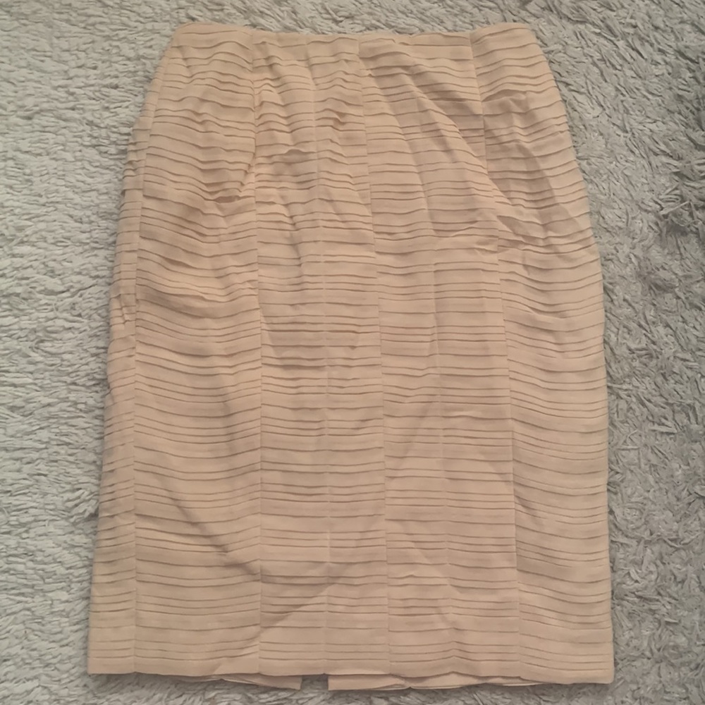 VINTAGE Cream Silk Pleated Pencil Skirt